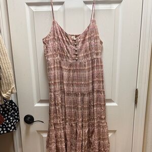 Lucky Brand Pink Striped Midi Dress